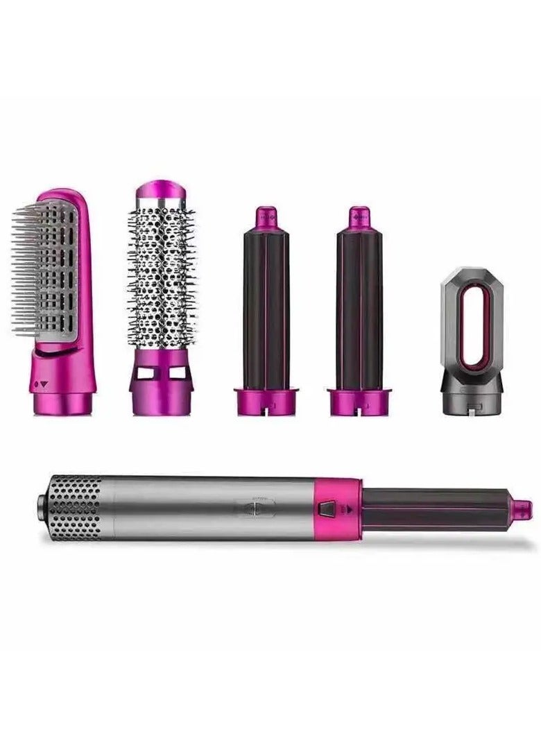 5 in 1 Electric Blow Dryer Multi Functional Hair Dryer Professional Hair Styling Curls with Detachable Head，Hair Dryer Straight Curling Stick，（5 Pcs, Rose Red） - Image 1