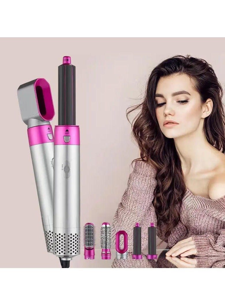 5 in 1 Electric Blow Dryer Multi Functional Hair Dryer Professional Hair Styling Curls with Detachable Head，Hair Dryer Straight Curling Stick，（5 Pcs, Rose Red） - Image 3