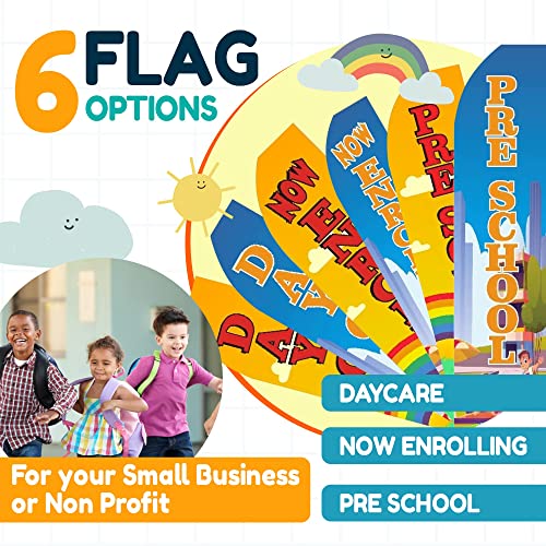 OnPoint Wares Daycare + Now Enrolling Combo Flags – Pack of 2 | 3 ft x 11.5 ft Outdoor Advertising Flags with Red Lettering | Weatherproof Polyester Business Banners (Poles Not Included) - Image 4