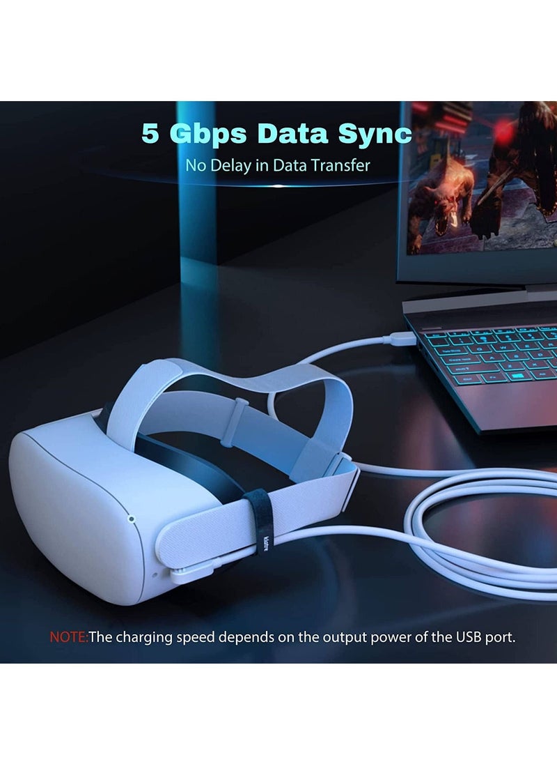 Klatre - USB 3.0 to USB C 5M Cable Quest 2 Link Cable, Fast Charging & High Speed Data Transfer Compatible for Oculus/Meta Quet 2 VR Headset, Gaming PC, Steam VR - Image 1