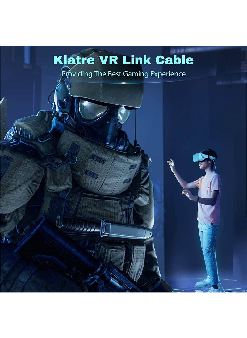 Klatre - USB 3.0 to USB C 5M Cable Quest 2 Link Cable, Fast Charging & High Speed Data Transfer Compatible for Oculus/Meta Quet 2 VR Headset, Gaming PC, Steam VR - Image 1