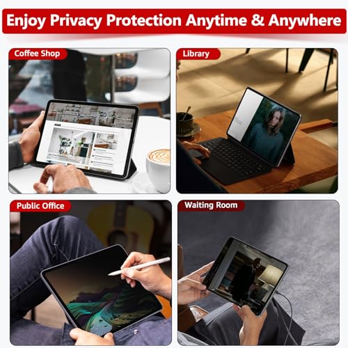 bersem Privacy Screen Protector Compatible with iPad Air 11 Inch M3 2025 / M2 2024, Anti-Spy Tempered Glass Film, EZ kit - Image 3