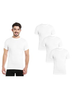 BYC MEN'S O-NECK COTTON UNDERSHIRT (PACK OF 3) - WHITE  - Image 1