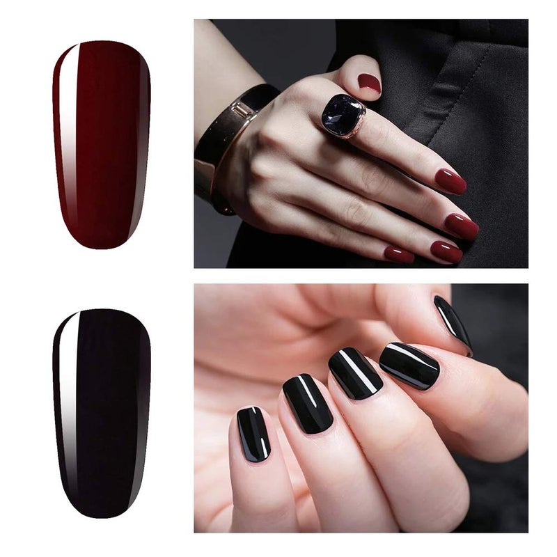 Vishine 2 Colors 15ml Nail Gel Polish Set Black Dark Red Wine Color Soak Off UV LED Varnish Long Lasting Nail Art Classic Collection - Image 2