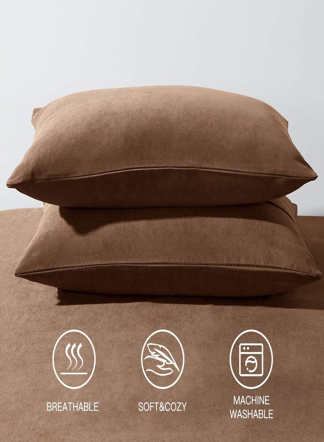HAPPYMOON Microfiber Pillowcases Standard with Zipper Set of 2 - Breathable Zippered Pillow Covers for Hair and Skin, Soft Brushed Pillow Cases 2 Pack, 20 x 26 Inches, Brown - Image 3