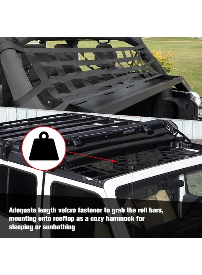 Black Mesh Cargo Net Hammock Roof Top Netting for Jeep YJ TJ JK JKU JL JLU JT 1987 2024 - Image 3