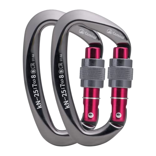CAMNAL Heavy Duty Carabiner UIAA Certified Locking Carabiner 25KN (About 5620 lbs) Screw Lock Carabiner D Shape Carabiner Clip for Rock Climbing, Mountaineer, Aerial Work - Image 1