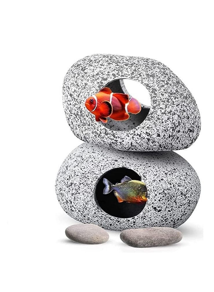Captaintech Stackable Aquarium Decoration Rock Caves, Betta Cave Hideaway Tunnel for Territorial Fish, Shrimp Cichlid Hiding Breeding Spawning,Hideout Decor 2PCS - Image 1