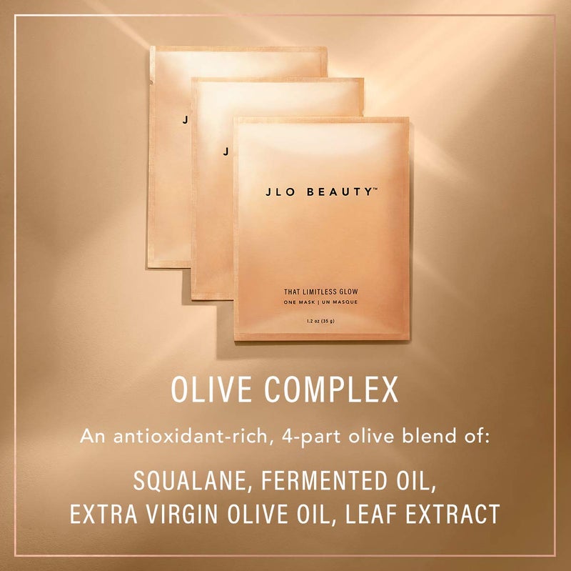 JLO BEAUTY Face Mask, 2-Piece Hydrating Sheet Mask with Glow Serum, Moisturizing & Firming Self Care Facial Sheets To Help Lift and Reduce Puffiness, Skin Care for Women, That Limitless Glow, 3 Pack - Image 3