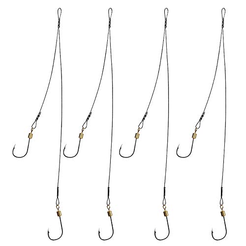 Dyxssm Fishing Hooks and Leader, Fishing Rigs Hook Line Stainless Steel Fishing Rigging Wire Hooks (2#, Style-B: 2 Hook rig) - Image 1