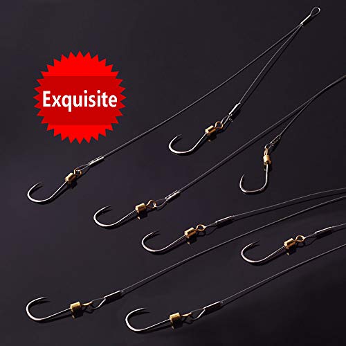 Dyxssm Fishing Hooks and Leader, Fishing Rigs Hook Line Stainless Steel Fishing Rigging Wire Hooks (2#, Style-B: 2 Hook rig) - Image 2
