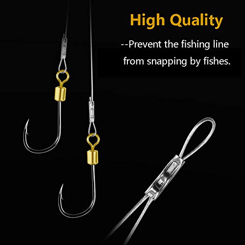 Dyxssm Fishing Hooks and Leader, Fishing Rigs Hook Line Stainless Steel Fishing Rigging Wire Hooks (2#, Style-B: 2 Hook rig) - Image 5