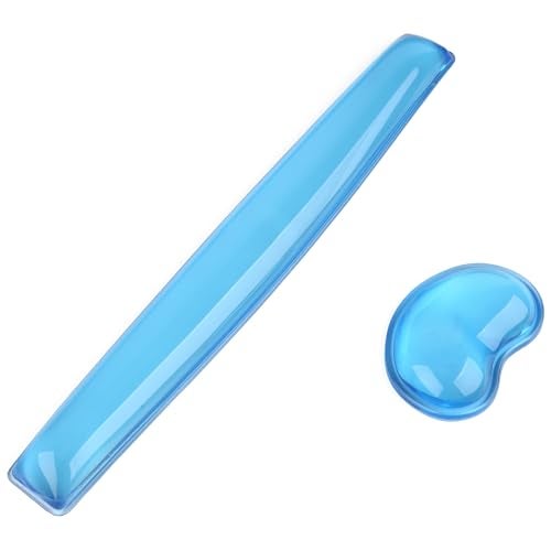 ABRONDA Gel Keyboard & Mouse Wrist Rest Set - Keyboard Wrist Rest Pad & Mouse Support for Office Gaming Pad Computer Laptop Ergonomic Comfortable Pain Relief- Blue Pad Set - Image 1