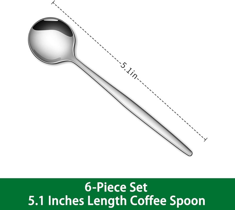 Dehov 5.1 Inches Stainless Steel Coffee & Tea Spoon,6-Piece Cute Mini Spoons For Dessert,Small Espresso Spoons For Dessert,Cute Tiny Spoon - Image 2