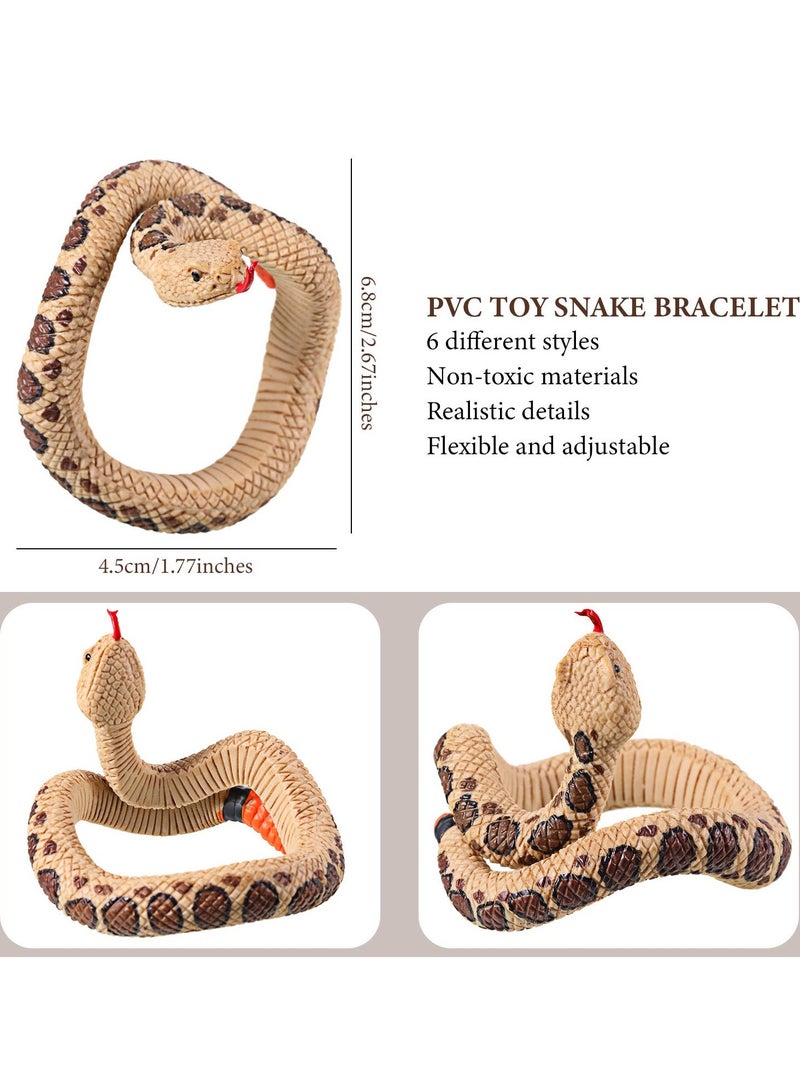 KASTWAVE 6-Pack Toy Snake Bracelets - Realistic PVC Simulation Snake Wristbands, Fake Snake Prank Toys for Halloween, Party Supplies, Scary Fun for Adults & Teens - Image 5