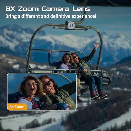 Apexcam M90 Action Camera with 64GB Card Action Cam 4K60FPS 64MP WiFi EIS Image Stabilization with Touchscreen Underwater Camera 40m Waterproof 8X Zoom 2.4G Remote Control 2x1350mAh - Image 4