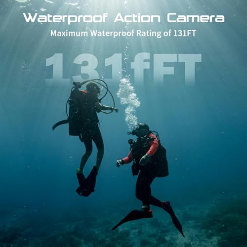 Apexcam M90 Action Camera with 64GB Card Action Cam 4K60FPS 64MP WiFi EIS Image Stabilization with Touchscreen Underwater Camera 40m Waterproof 8X Zoom 2.4G Remote Control 2x1350mAh - Image 5