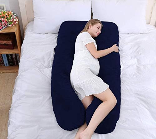 Daddy Cool U Shaped Full Body Support PillowMaternityFeedingNursing Pillow Pain Relief BackLegsNeckHip for Pregnant Women with Removable Washable Velvet Cover 55 in Dark Blue - Image 3