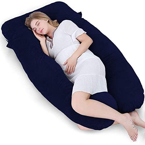 Daddy Cool U Shaped Full Body Support PillowMaternityFeedingNursing Pillow Pain Relief BackLegsNeckHip for Pregnant Women with Removable Washable Velvet Cover 55 in Dark Blue - Image 2