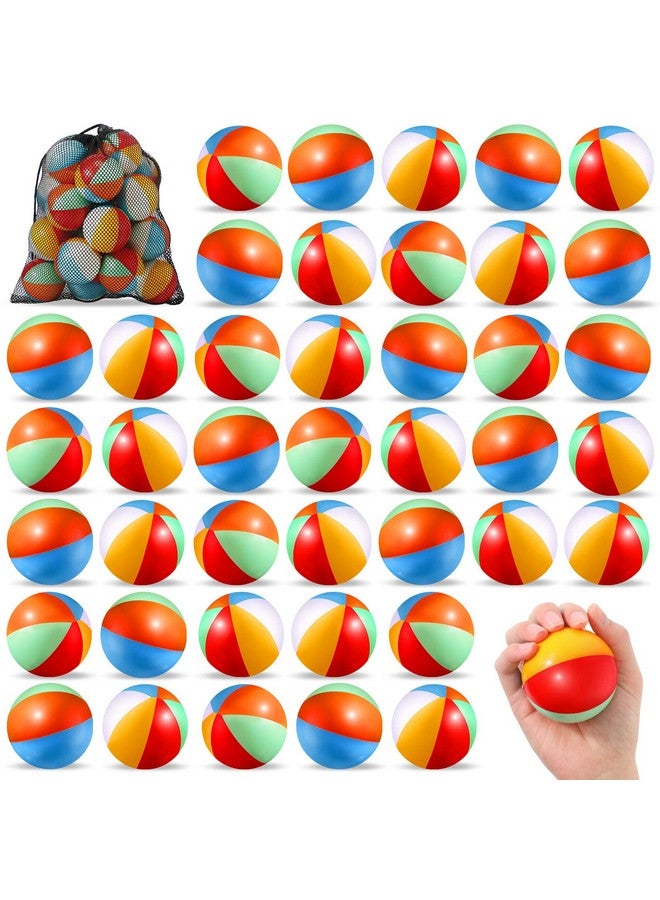 Hungdao 50 Pcs Beach Stress Balls 2.5 Inch Mini Beach Ball Stress Ball Relief Stress Ball Swimming Pool Game Toy Foam Sports Ball With Storage Bag For School Carnival Reward Birthday Party (Rainbow) - Image 1