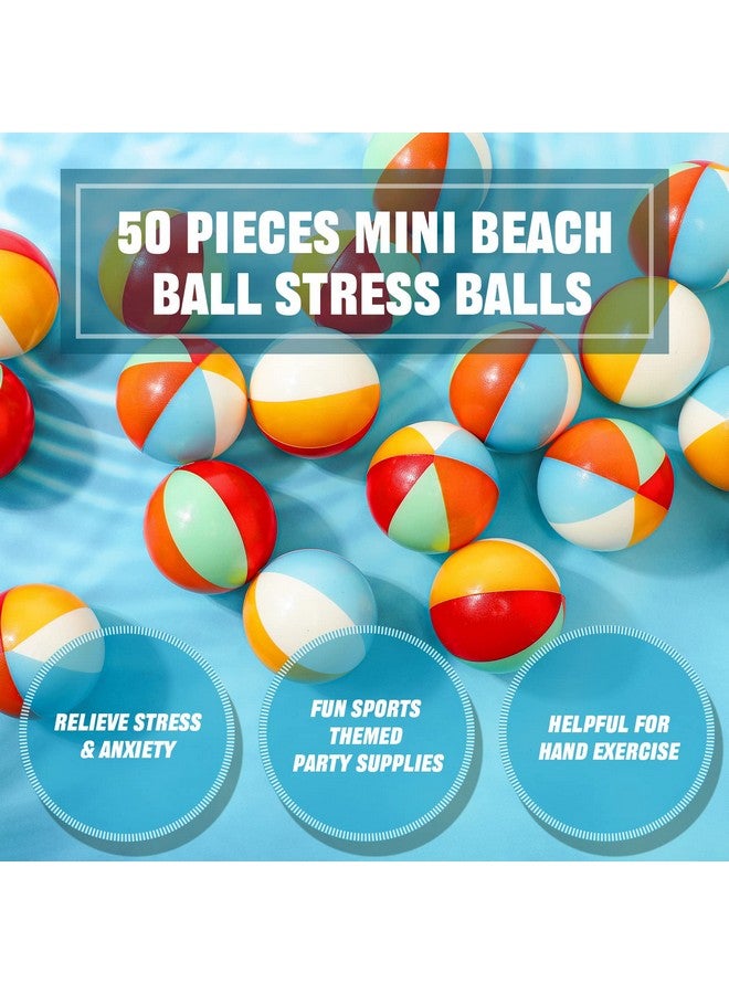 Hungdao 50 Pcs Beach Stress Balls 2.5 Inch Mini Beach Ball Stress Ball Relief Stress Ball Swimming Pool Game Toy Foam Sports Ball With Storage Bag For School Carnival Reward Birthday Party (Rainbow) - Image 2