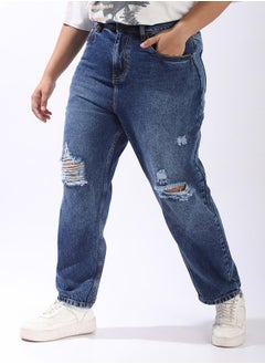 HIGH STAR Women Relaxed Mom Fit Distressed High-Rise Light Fade Jeans  - Image 3