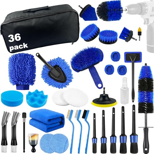 VTSHENY Car Detailing Kit36pcs Car Detailing Brush SetCar Cleaning Kit with Professional Car Detailing Brush SetAuto Detailing Brush SetCar Wash KitCar Detailing Kit Interior Exterior Wheels Cleaner - Image 1