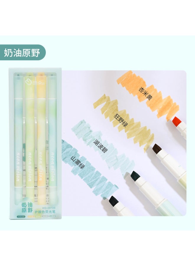HELPS Creative High-value Double-headed Highlighter Student Eye-protecting Color Oblique-head Marker Pen Key Pen - Image 1