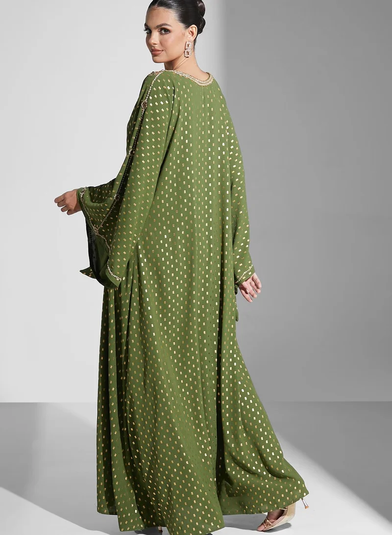ARABIAN CLOSET Embellished Flared Sleeve Jalabiya