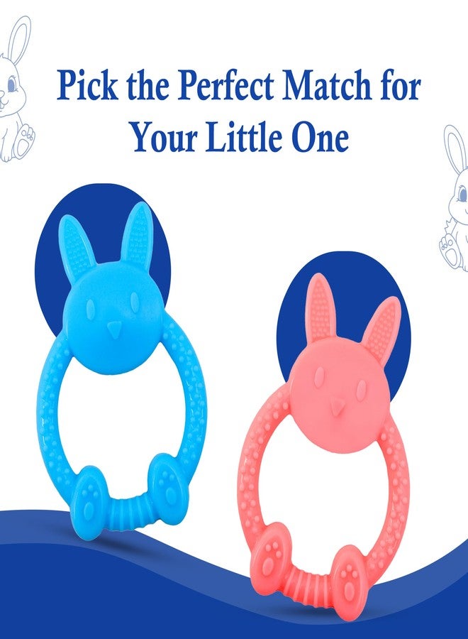 MamaLaps Soft Silicone Baby Teether, Silicone BPA Free Teethers for Newborn Infant, Teething Toy for Babies with Textured Surface for Soothing Gums (Pack of 1, Rabbit-Pink) - Image 5