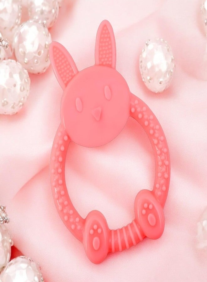 MamaLaps Soft Silicone Baby Teether, Silicone BPA Free Teethers for Newborn Infant, Teething Toy for Babies with Textured Surface for Soothing Gums (Pack of 1, Rabbit-Pink) - Image 1