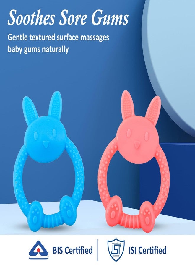 MamaLaps Soft Silicone Baby Teether, Silicone BPA Free Teethers for Newborn Infant, Teething Toy for Babies with Textured Surface for Soothing Gums (Pack of 1, Rabbit-Pink) - Image 2