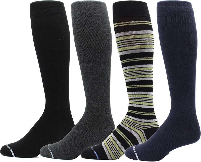 Dr Motion 4 Pairs Men's Athletic Traveler Graduated Compression Knee High Socks - Image 1