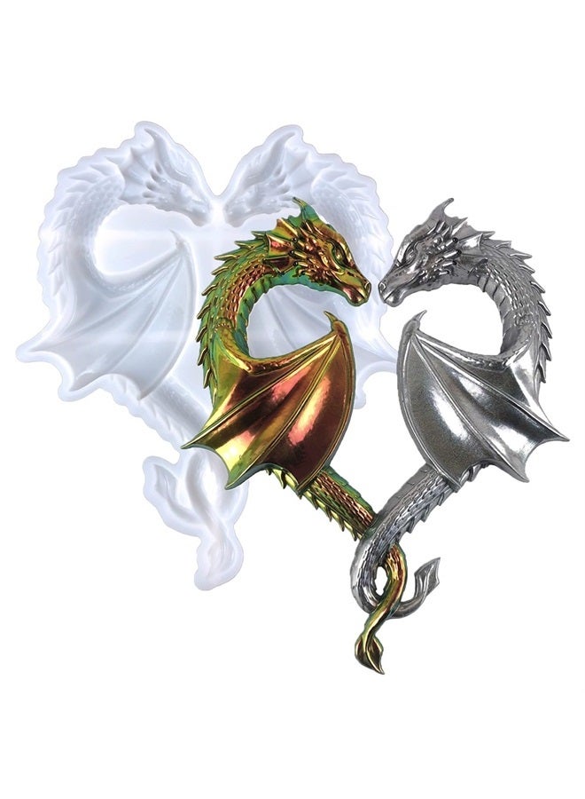 Kunyeah Heart Dragon Silicone Mold Animal Resin Mold Large Animal Statue Making Epoxy Mould DIY Craft Casting Mold for Gift Home Office Wall Hanging Decor - Image 1
