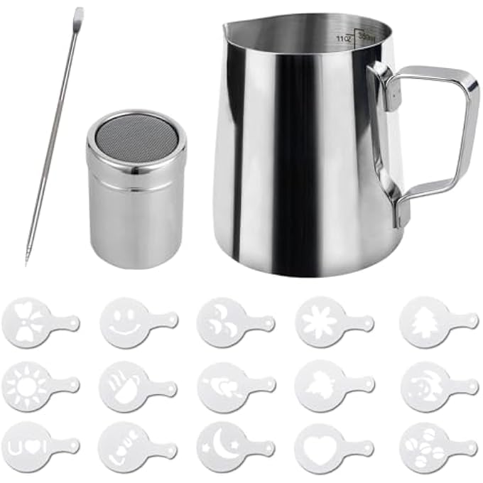 Unity Milk Frothing Jug 350Ml 12Oz Stainless Steel Milk Pitcher Cup Barista Milk Jug And Latte Decorating Art Pen For Making Coffee Cappuccino Frothing Milk Coffee Machine - Image 1