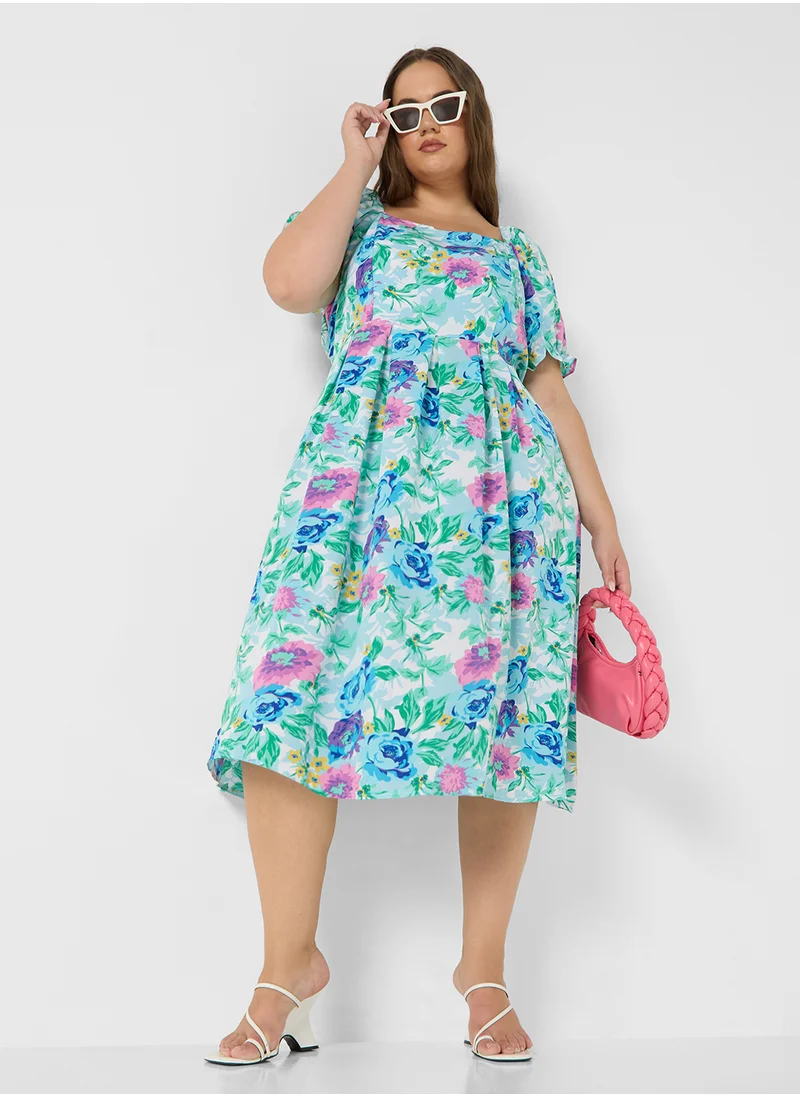 Ginger Plus Floral A Line Midi Dress