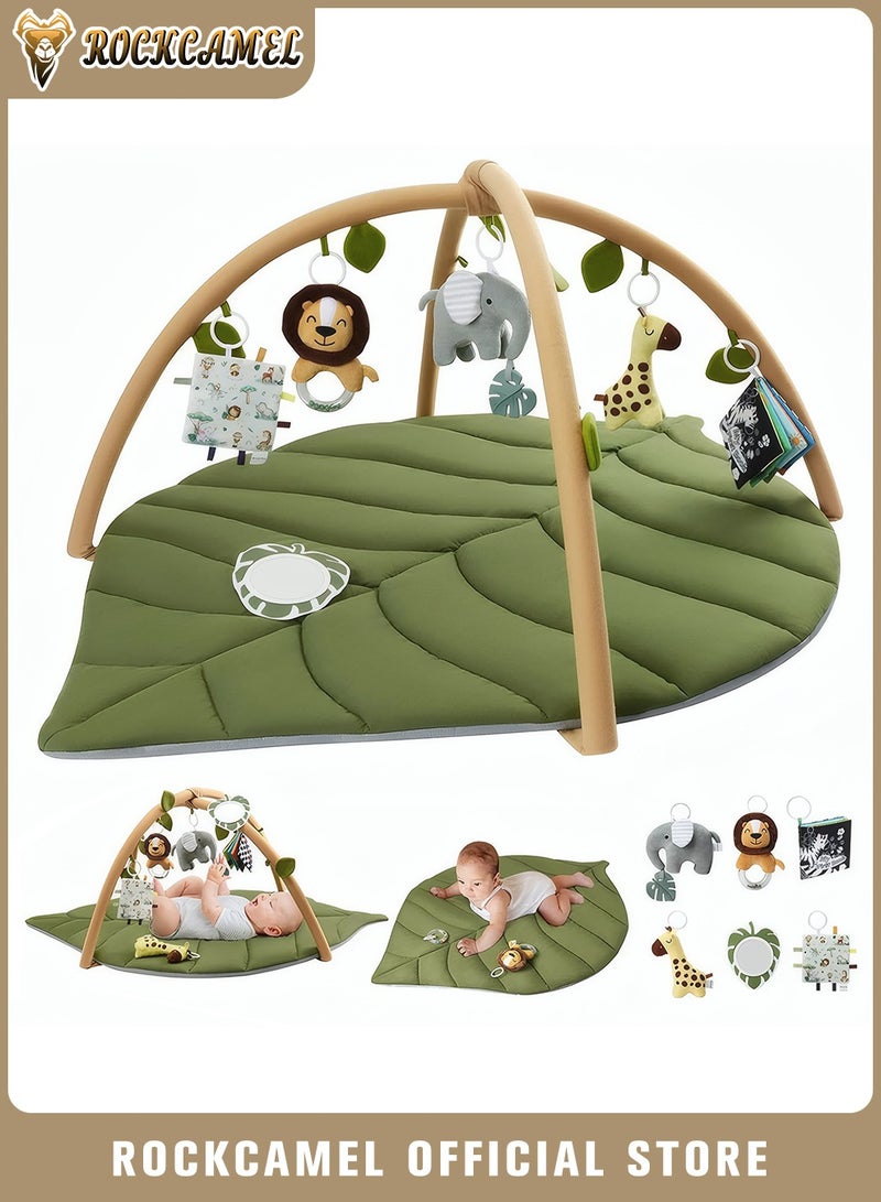 ROCKCAMEL New Baby Play Gym & Activity Mat,Infant Activity Center with 6 Detachable Toys, Tummy Time Mat Promote Motor Skills & Sensory Development Mat for for Newborn Baby - Image 1