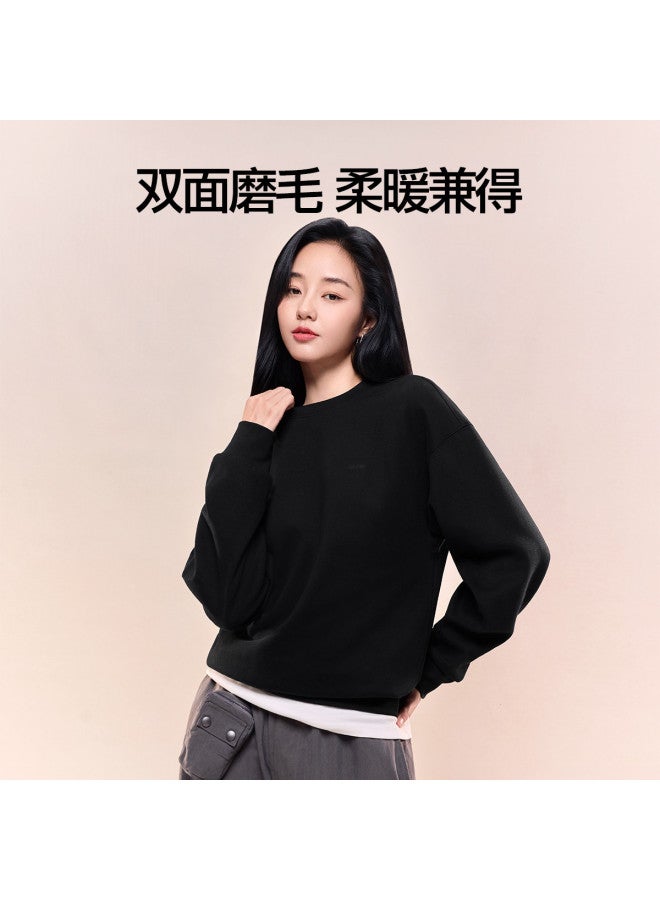 SIINSIIN Basic Women'S Hoodie 2025 New Early Autumn Loose-Fitting Round Neck Pullover Double-Sided Brushed Long-Sleeve Top - Image 4