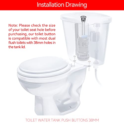 Slaige Dual Flush Toilet Kit Plastic Adjustable Top Push Button Toilet Tank Button Replacement for Most Dual Flush Toilet with 38mm Hole in the Cistern Lid - Image 4