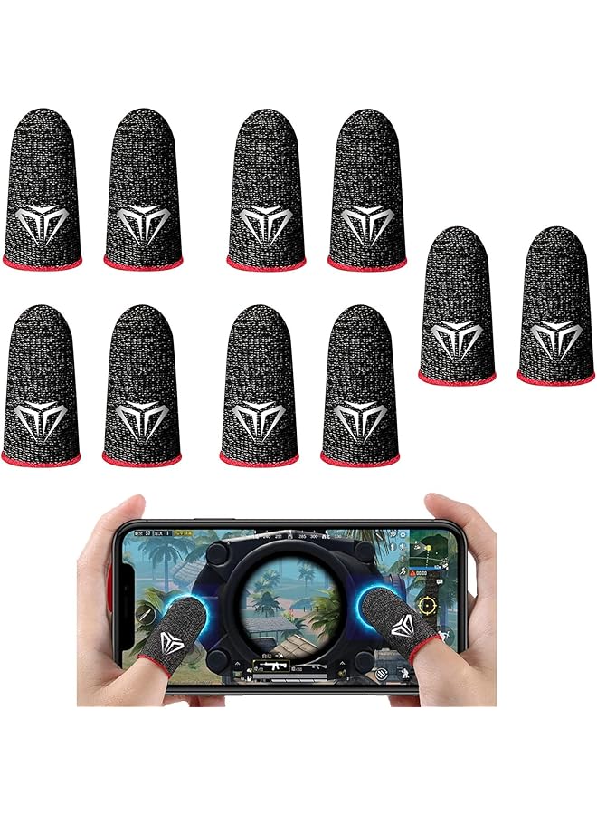 Green Tiger Mobile Game Controller Finger Sleeve Sets, 5 Pairs Anti-Sweat Breathable Full Touch Screen Sensitive Shoot Aim Joysticks Finger for PUBG/for Knives Out/for Rules of Survival, Type B - Image 1