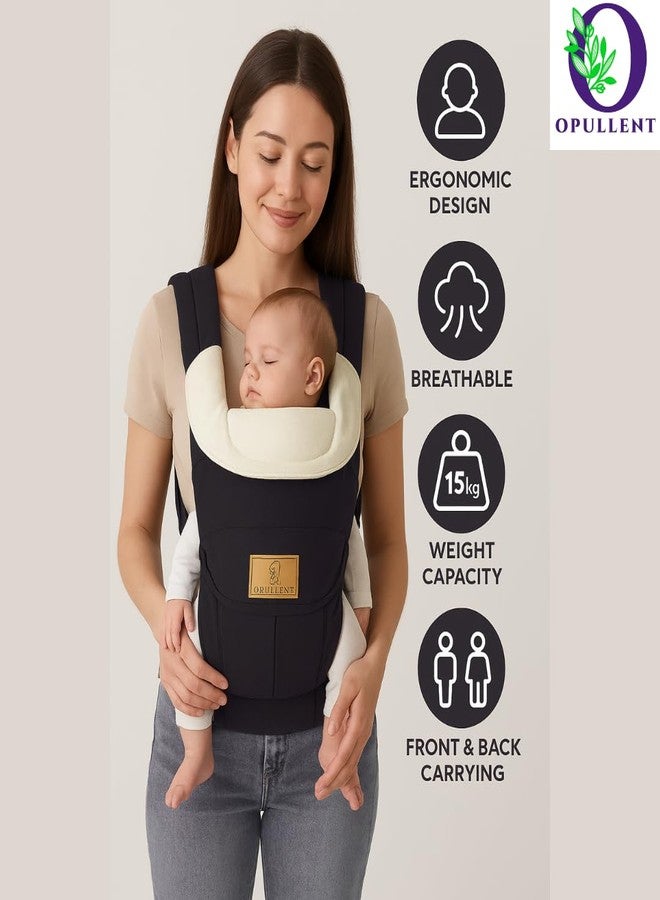 OPULLENT Premium Baby Carrier for Newborn to Toddler (0–24 Months) | Ergonomic Hip Seat Carrier with Adjustable Waist Belt & Padded Shoulder Straps | Breathable Soft Fabric | (Black-Pack of Two) - Image 3