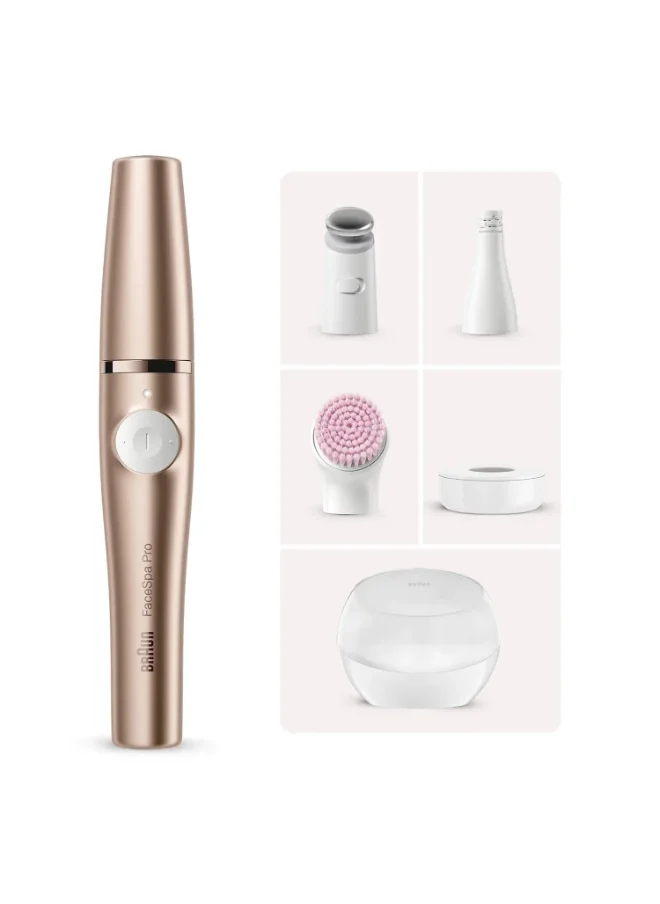 براون Face SpaPro 921 3-In-1 Facial Epilating Cleansing And Skin Toning System With 5 Extras Gold