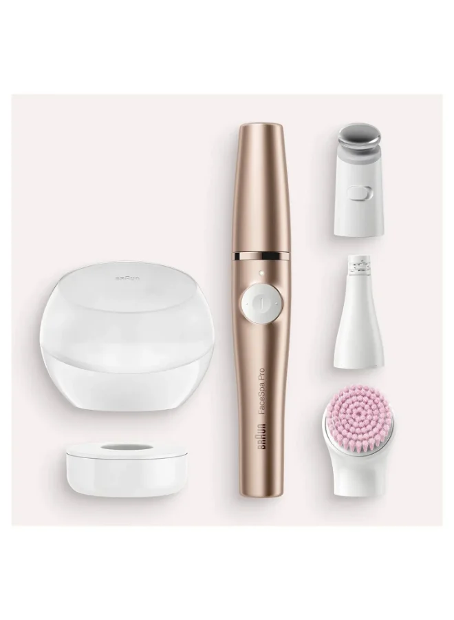 BRAUN Face SpaPro 921 3-In-1 Facial Epilating Cleansing And Skin Toning System With 5 Extras Gold