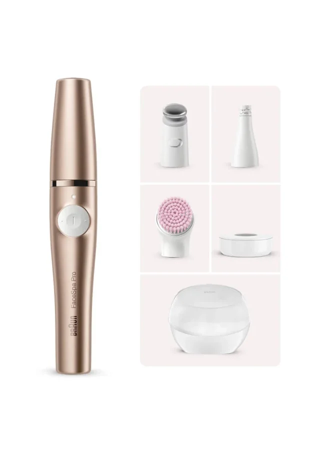 BRAUN Face SpaPro 921 3-In-1 Facial Epilating Cleansing And Skin Toning System With 5 Extras Gold