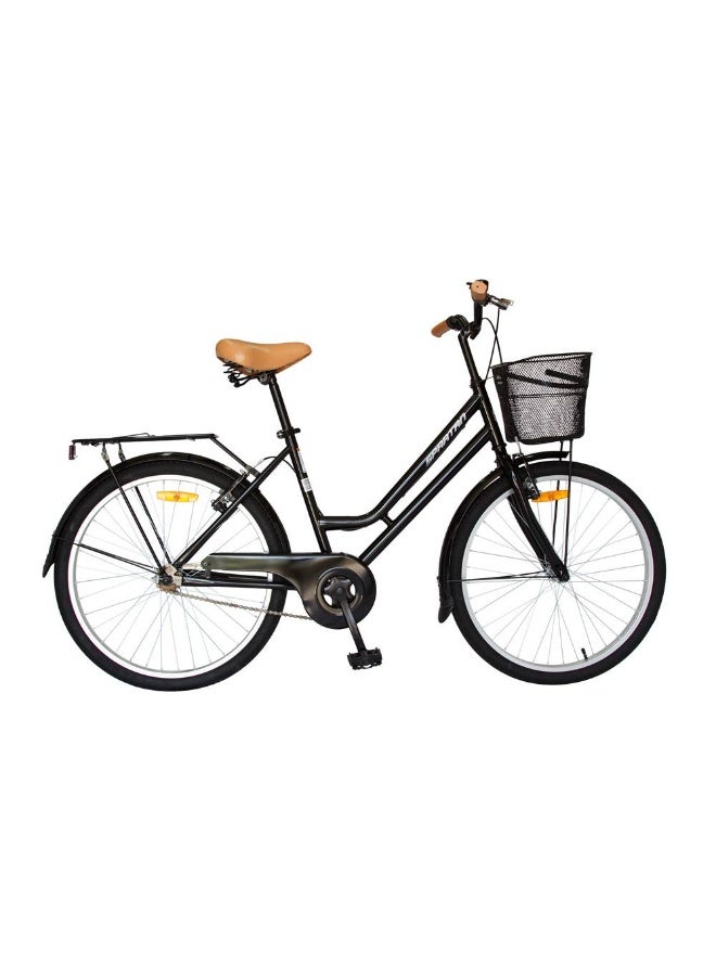 Spartan 24" Classic City Bike – Step-Through Steel Frame, Single Speed Urban Bicycle with Rear Carrier and Front Basket, Comfortable Upright Geometry, Dual Rim Brakes, Perfect for Daily Commuting, Black | SP-3291 - Image 2