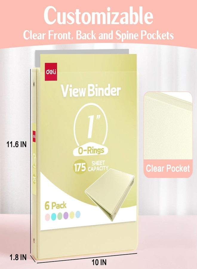 Deli 1-inch 3 Ring Binder with 2 Interior Pockets, 175 Sheets Capacity, 1 inch Binders fits 11" x 8.5" US Letter Size, Assorted 6 Pastel Colors, 6 Pack - Image 3