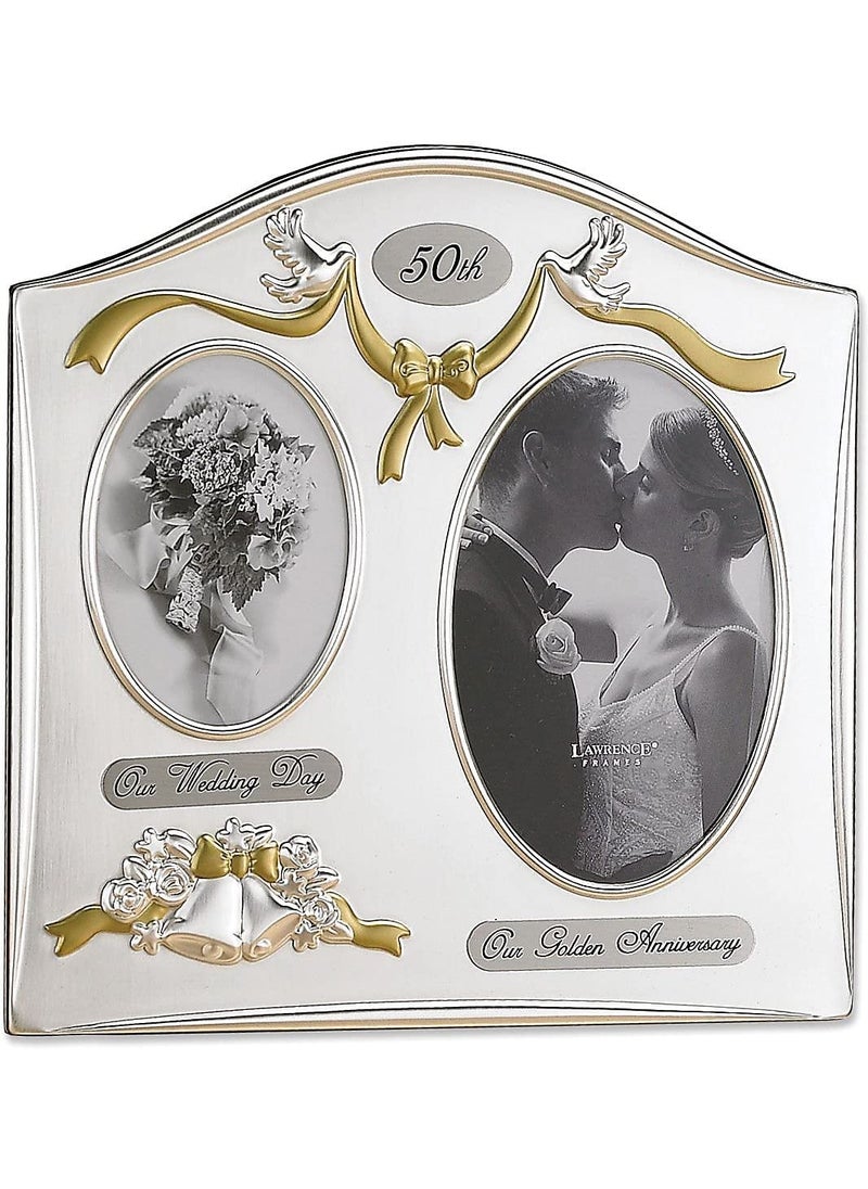 Lawrence Frames Lawrence 590143 Satin Silver  Brass Plated 2 Opening Picture Frame 