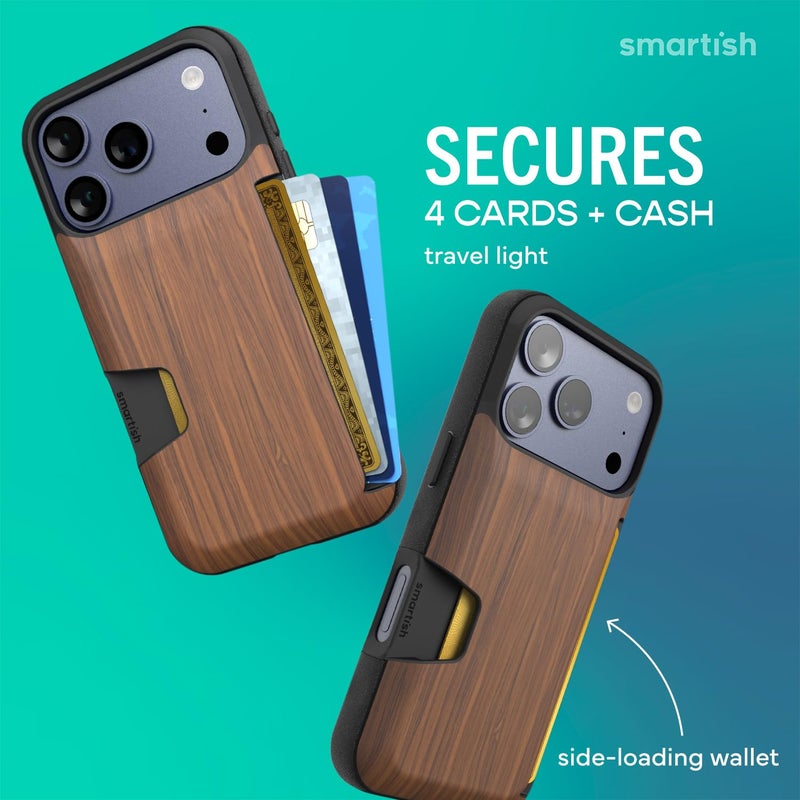 SmartishÂ® iPhone 17 Pro Wallet Case - Wallet Slayer Vol. 1 [Slim + Protective] Credit Card Holder - Drop Tested Flip Hidden Card Slot Cover for Apple iPhone 17 Pro - Walnut Woods - Image 2