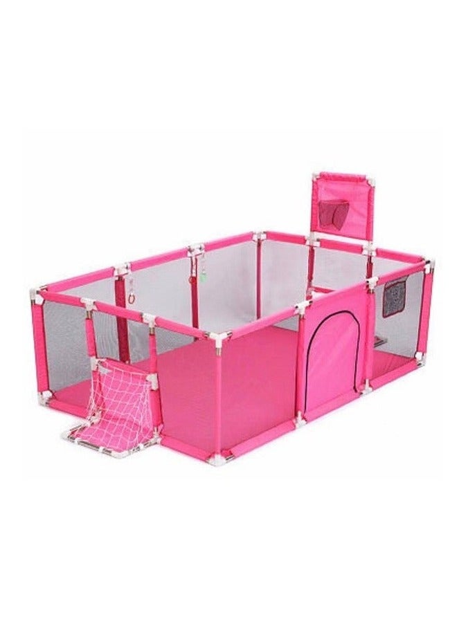 سياج ألعاب الأطفال، ملعب داخلي، سياج منزل الطفل، مشي الطفل، سياج حصيرة الزحف الداخلية، سياج واقي - أحمر وردي