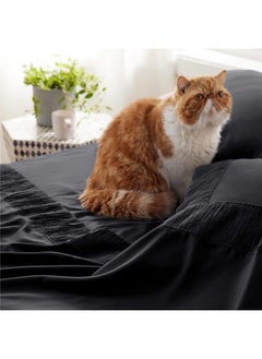 Bedsure Bedsure California King Sheets Black - Soft Sheets for California King Size Bed, 4 Pieces Hotel Luxury California King Sheet Sets, Easy Care Polyester Microfiber Cooling Bed Sheet Set  - Image 4